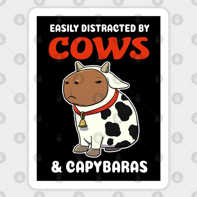 Easily Distracted by Cows and Capybaras Cartoon Magnet by capydays